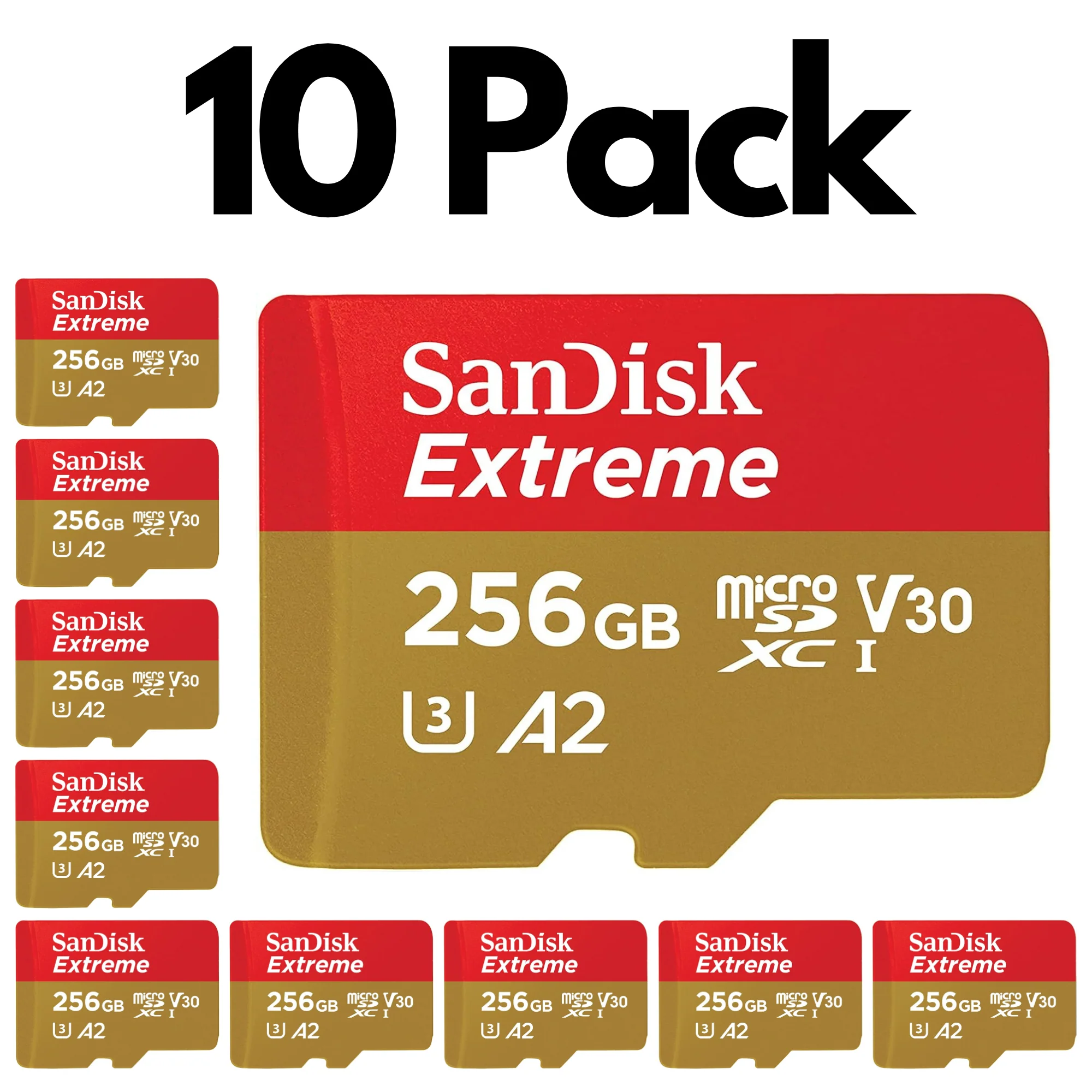 10 Pack SanDisk Extreme microSDXC UHS-I Memory Card with SD Adapter – U3, A2, C10, 4K UHD - Image 16