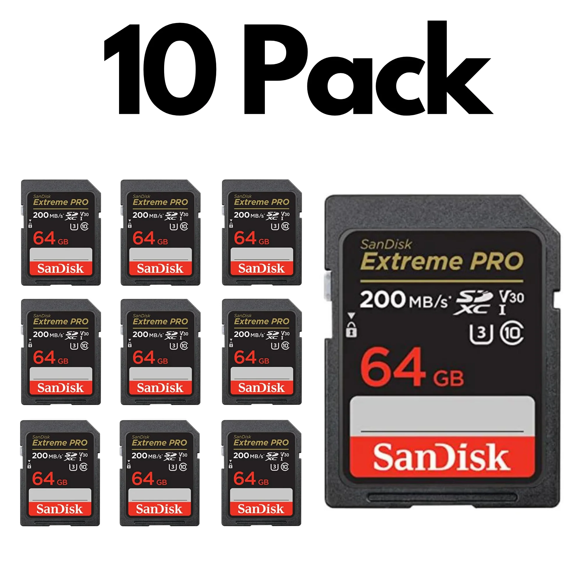 10 Pack SanDisk Extreme PRO SDXC UHS-I SD Memory Card – U3, V30, C10, 4K UHD - Image 7