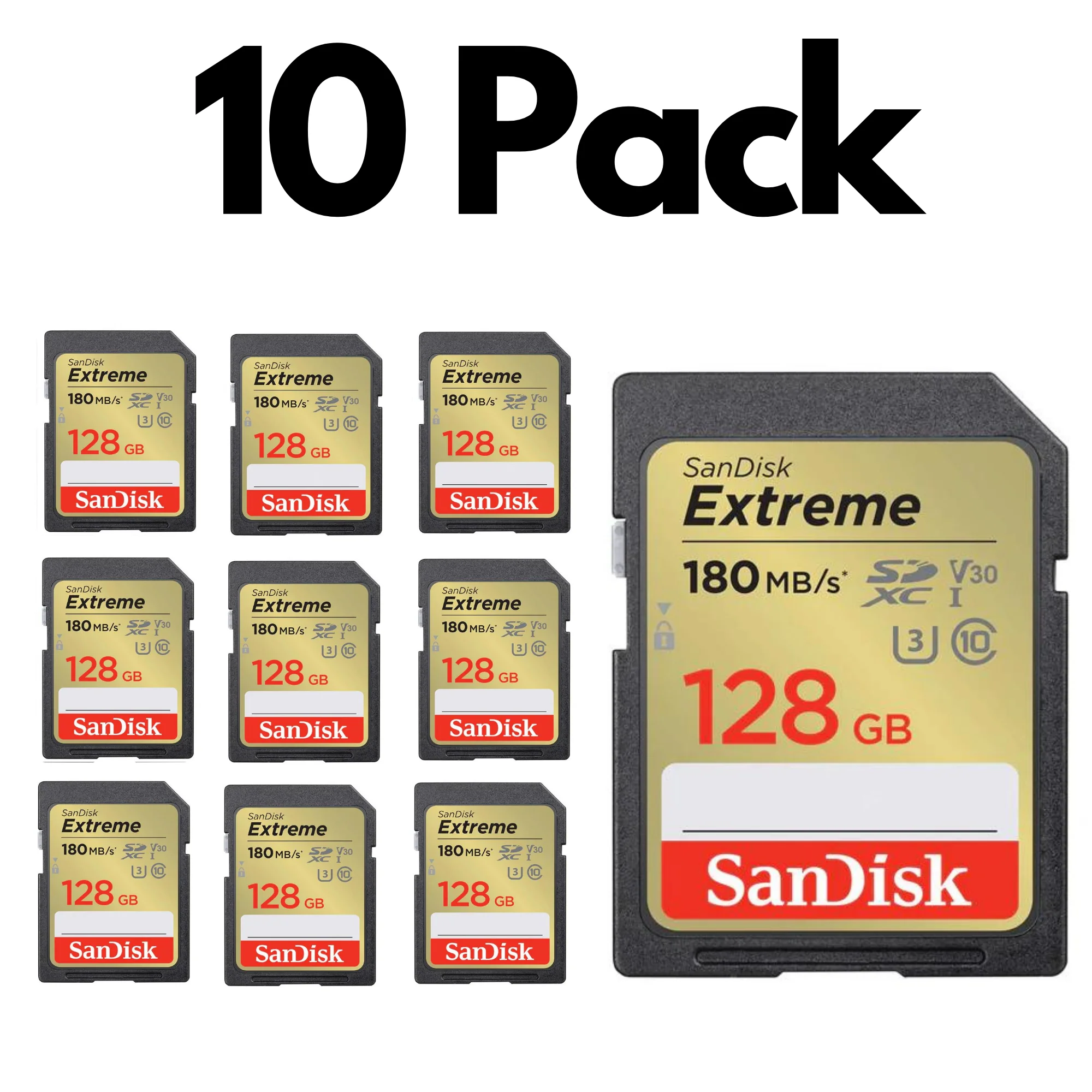 10 Pack SanDisk Extreme SDXC UHS-I SD Memory Card – U3, V30, C10, 4K UHD Compatible - Image 10