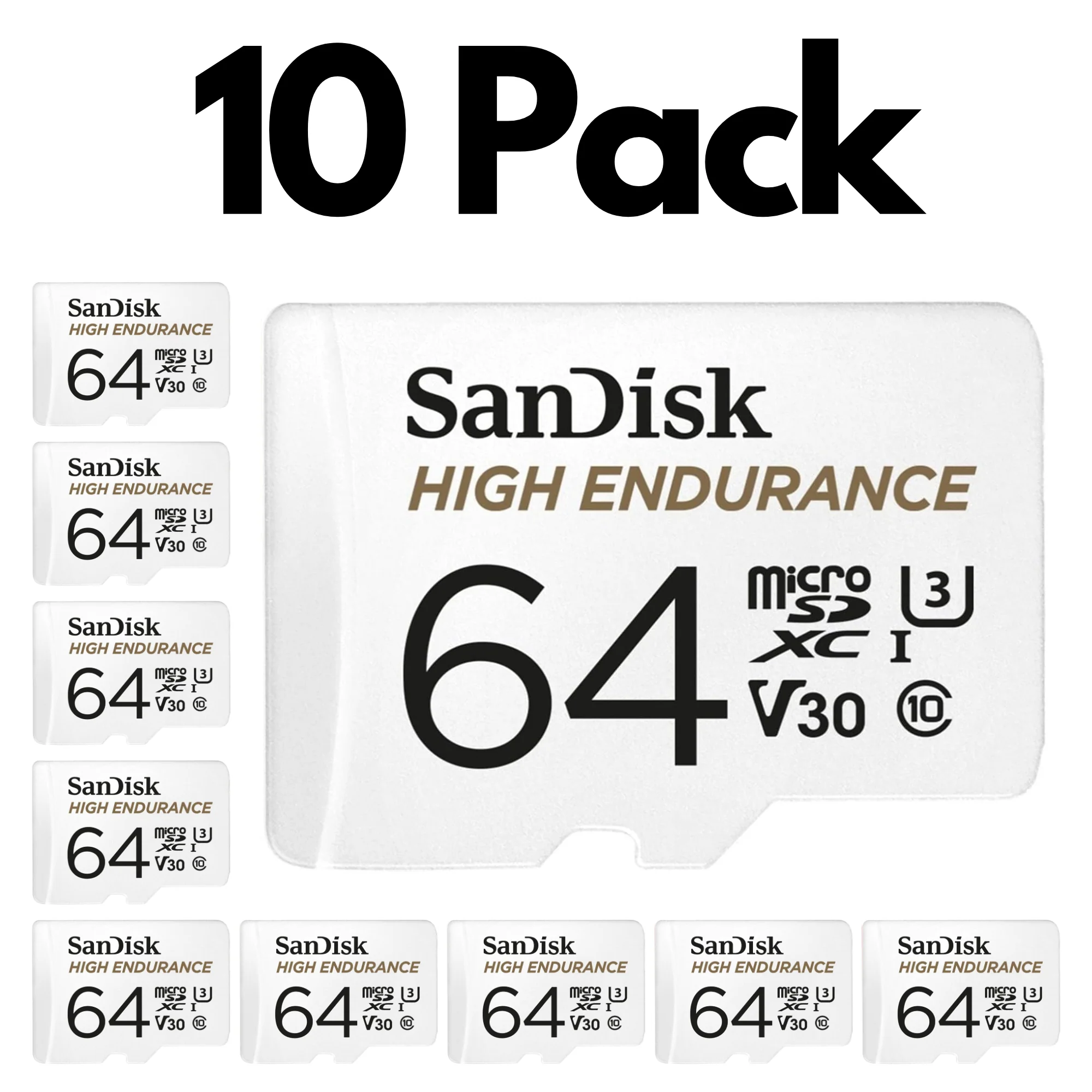 10 Pack SanDisk High Endurance Video microSDXC UHS-I Memory Card with SD Adapter – U3, C10, V30 - Image 4