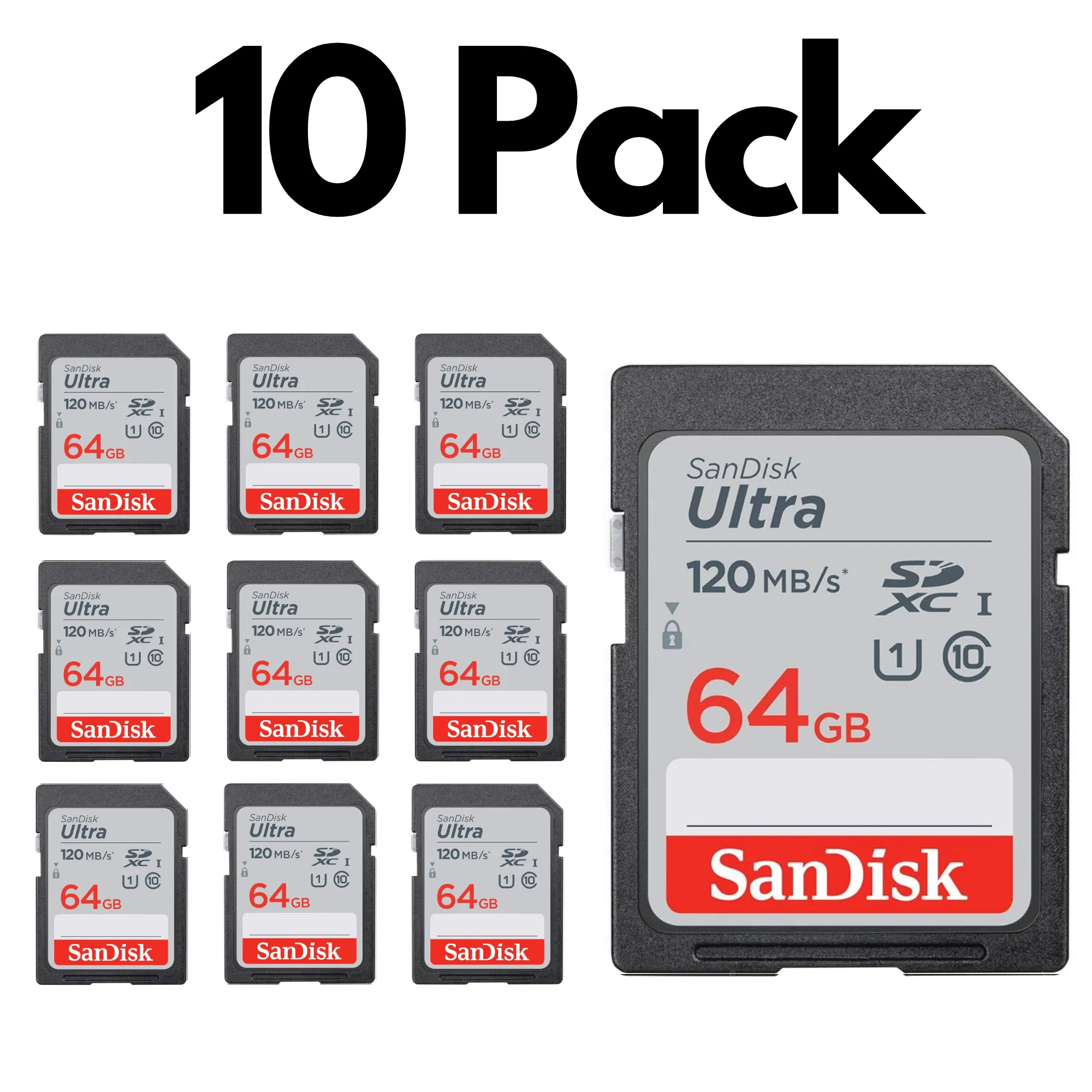 10 Pack SanDisk Ultra SDXC UHS-I SD Memory Card – C10, U1, Full HD Video Compatible - Image 5