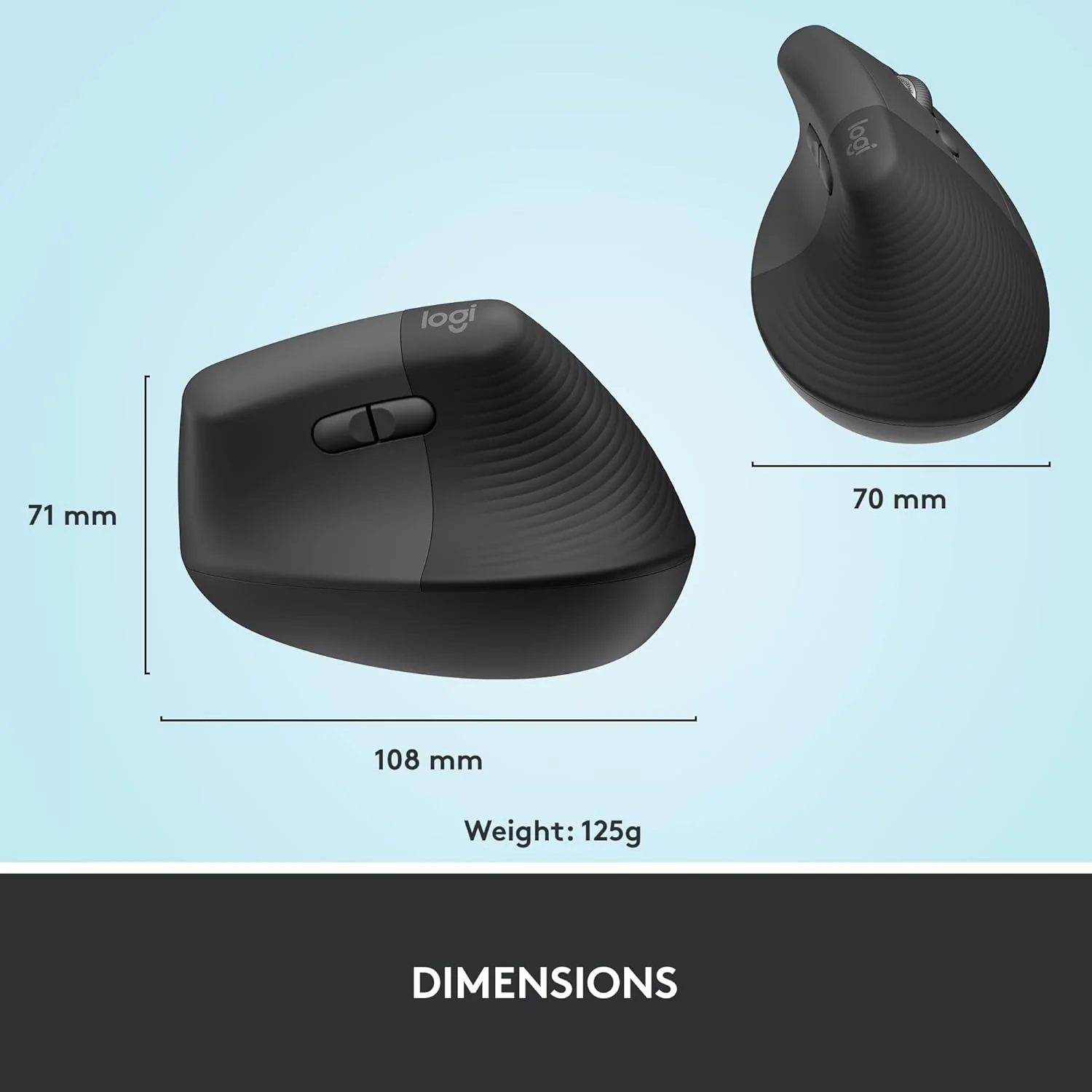Logitech Lift Vertical Ergonomic Wireless Mouse for PC and Mac - Image 4