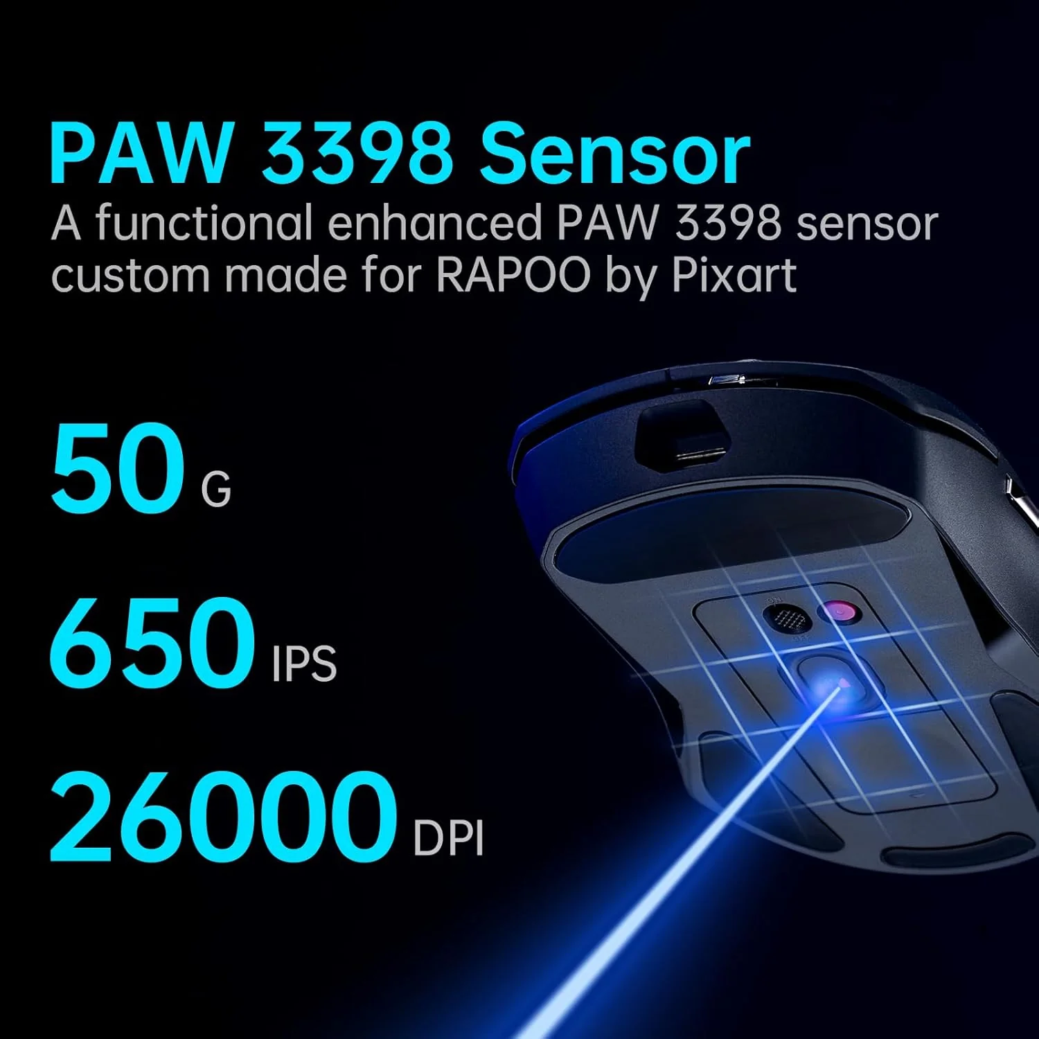 RAPOO VT9Pro Wireless, Gaming Mouse 26K DPI Lightweight Esports Mouse with 10 Buttons - Image 9